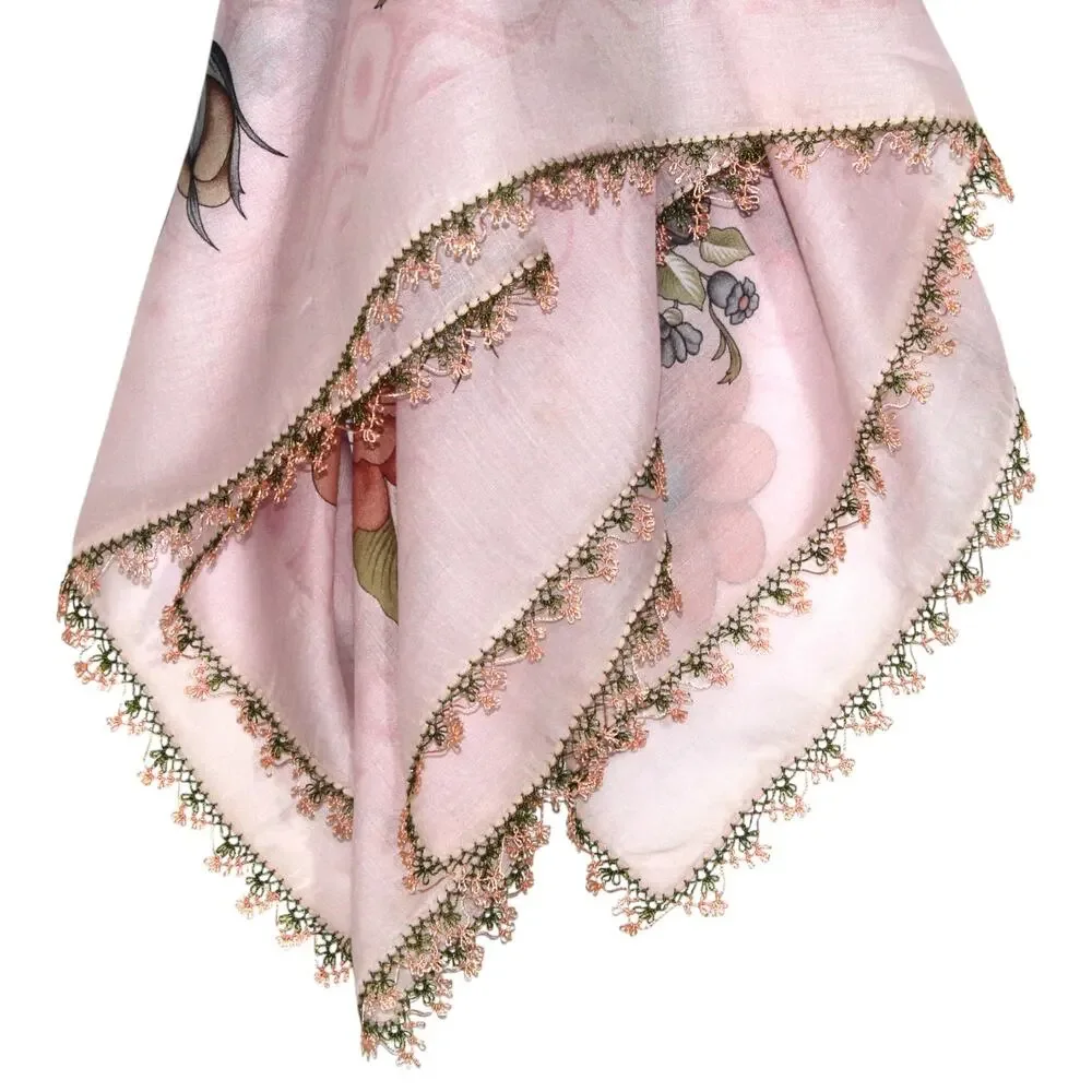 Tulbent Scarf Handmade Crochet Detailing NWOT
